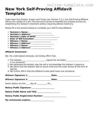 Attorney-Verified  Self-Proving Affidavit Template for New York