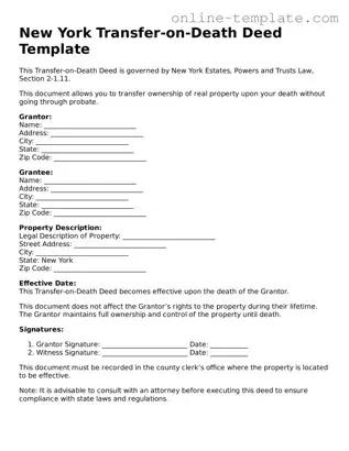 Attorney-Verified  Transfer-on-Death Deed Template for New York