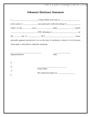Free Notarized Odometer Statement PDF Template