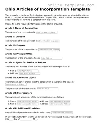 Attorney-Verified  Articles of Incorporation Template for Ohio