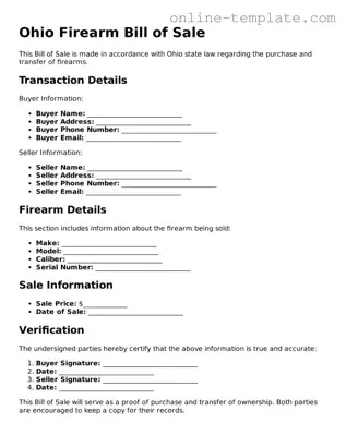Attorney-Verified  Firearm Bill of Sale Template for Ohio