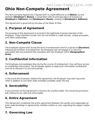 Attorney-Verified  Non-compete Agreement Template for Ohio