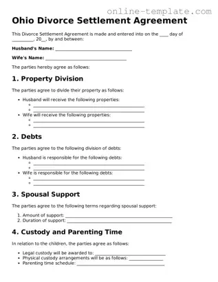 Attorney-Verified  Divorce Settlement Agreement Template for Ohio