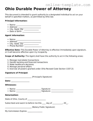 Attorney-Verified  Durable Power of Attorney Template for Ohio