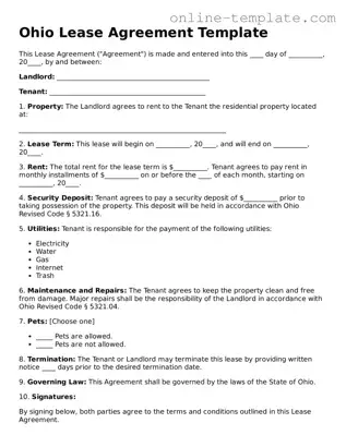 Attorney-Verified  Lease Agreement Template for Ohio