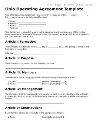 Attorney-Verified  Operating Agreement Template for Ohio