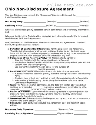 Attorney-Verified  Non-disclosure Agreement Template for Ohio