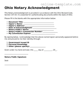 Attorney-Verified  Notary Acknowledgement Template for Ohio