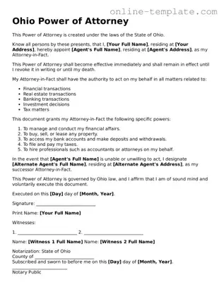 Attorney-Verified  Power of Attorney Template for Ohio