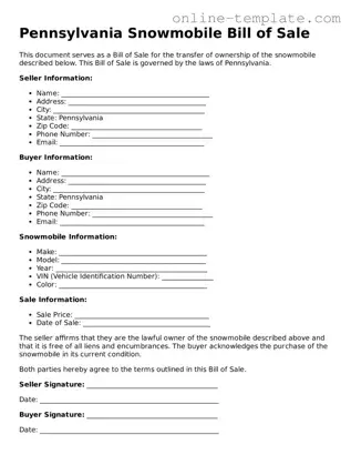 Attorney-Verified  Snowmobile Bill of Sale Template for Pennsylvania
