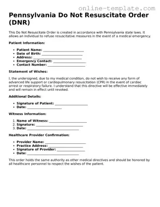 Attorney-Verified  Do Not Resuscitate Order Template for Pennsylvania