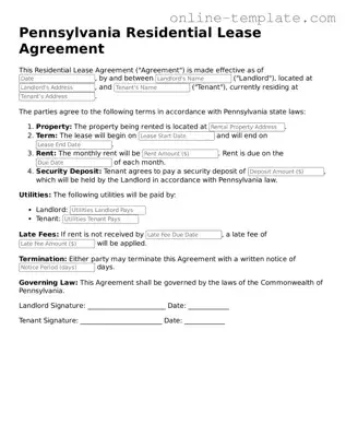 Attorney-Verified  Residential Lease Agreement Template for Pennsylvania