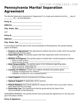 Attorney-Verified  Marital Separation Agreement Template for Pennsylvania