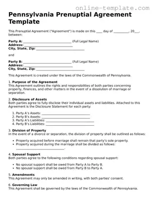 Attorney-Verified  Prenuptial Agreement Template for Pennsylvania