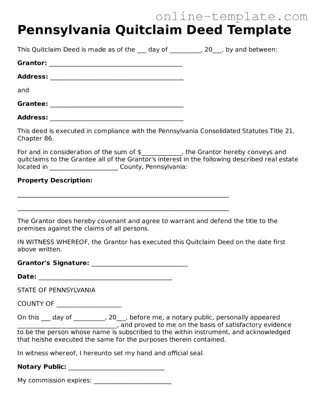 Attorney-Verified  Quitclaim Deed Template for Pennsylvania