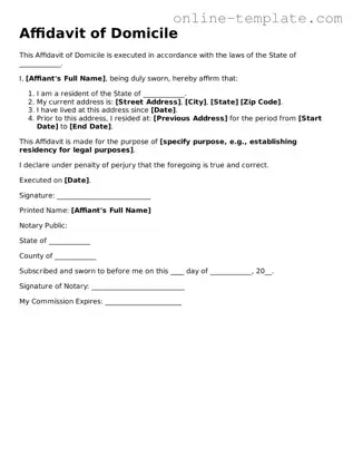 Official Affidavit of Domicile Template