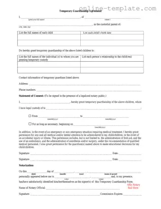 Free Temporary Custody PDF Template