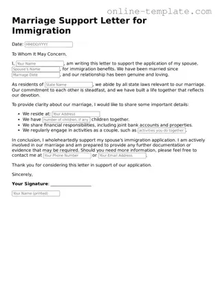 Official Marriage Support Letter for Immigration Template