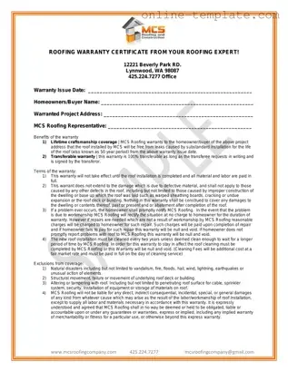 Free Roofing Warranty Certificate PDF Template