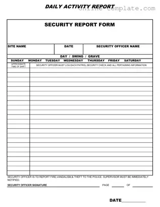 Free Security Guard Daily Report Sample PDF Template