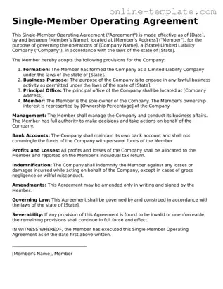 Official Single-Member Operating Agreement Template