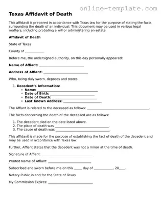 Attorney-Verified  Affidavit of Death Template for Texas