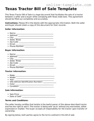 Attorney-Verified  Tractor Bill of Sale Template for Texas