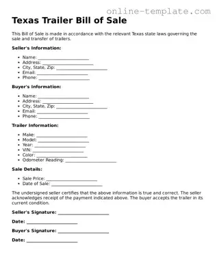 Attorney-Verified  Trailer Bill of Sale Template for Texas