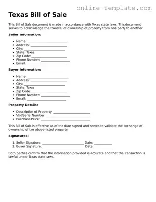 Attorney-Verified  Bill of Sale Template for Texas