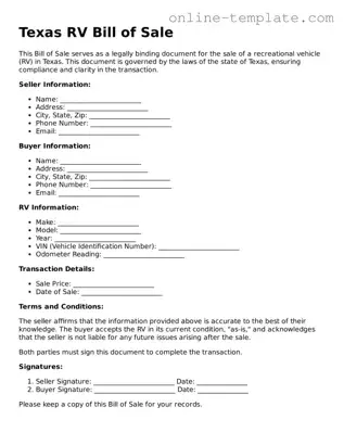 Attorney-Verified  RV Bill of Sale Template for Texas