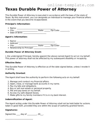 Attorney-Verified  Durable Power of Attorney Template for Texas
