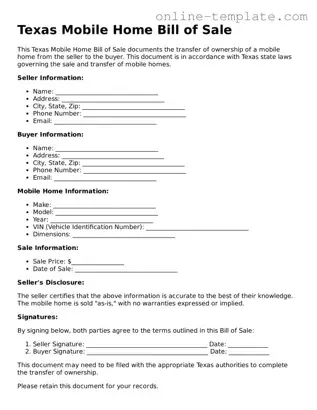Attorney-Verified  Mobile Home Bill of Sale Template for Texas
