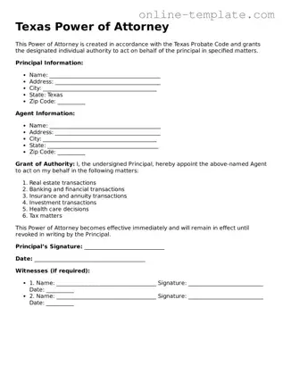 Attorney-Verified  Power of Attorney Template for Texas