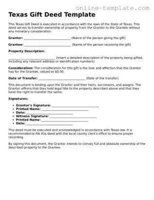 Attorney-Verified  Gift Deed Template for Texas