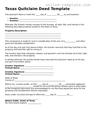 Attorney-Verified  Quitclaim Deed Template for Texas