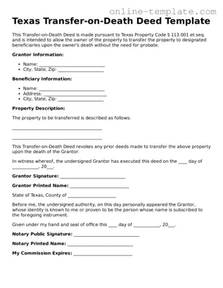 Attorney-Verified  Transfer-on-Death Deed Template for Texas