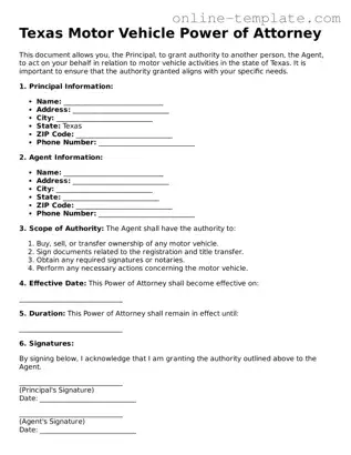 Attorney-Verified  Motor Vehicle Power of Attorney Template for Texas