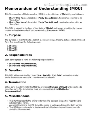 Official Memorandum of Understanding Template