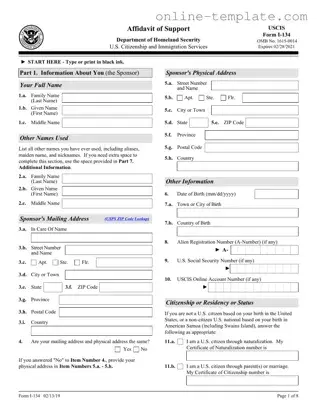 Free USCIS I-134 PDF Template