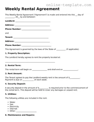 Official Weekly Rental Agreement Template