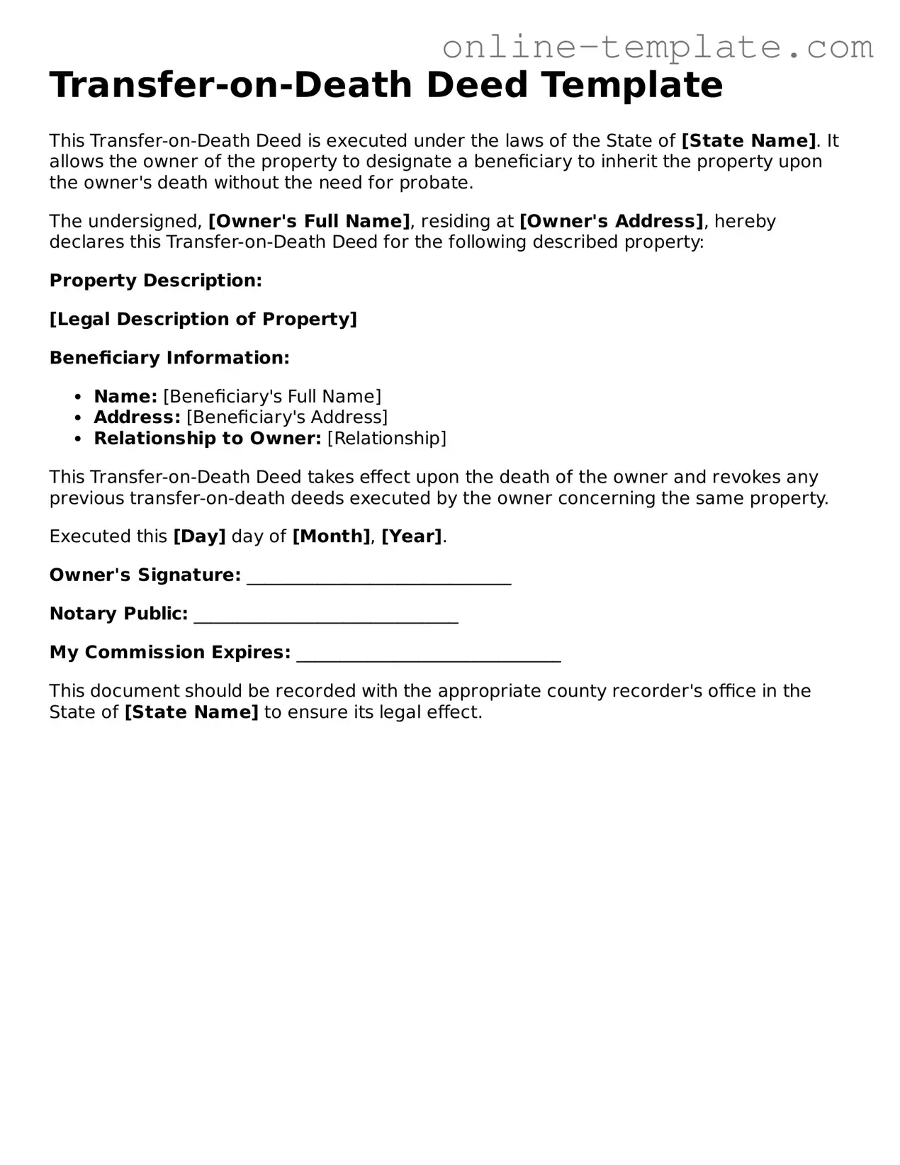 Official Transfer-on-Death Deed Template