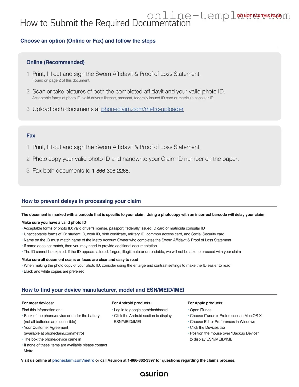 Free Asurion F-017-08 MEN PDF Template