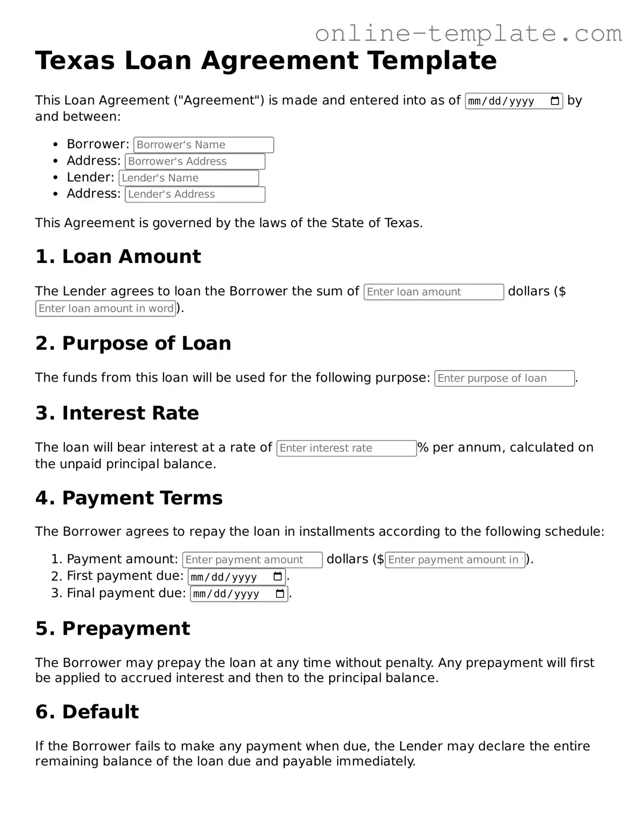 Attorney-Verified  Loan Agreement Template for Texas