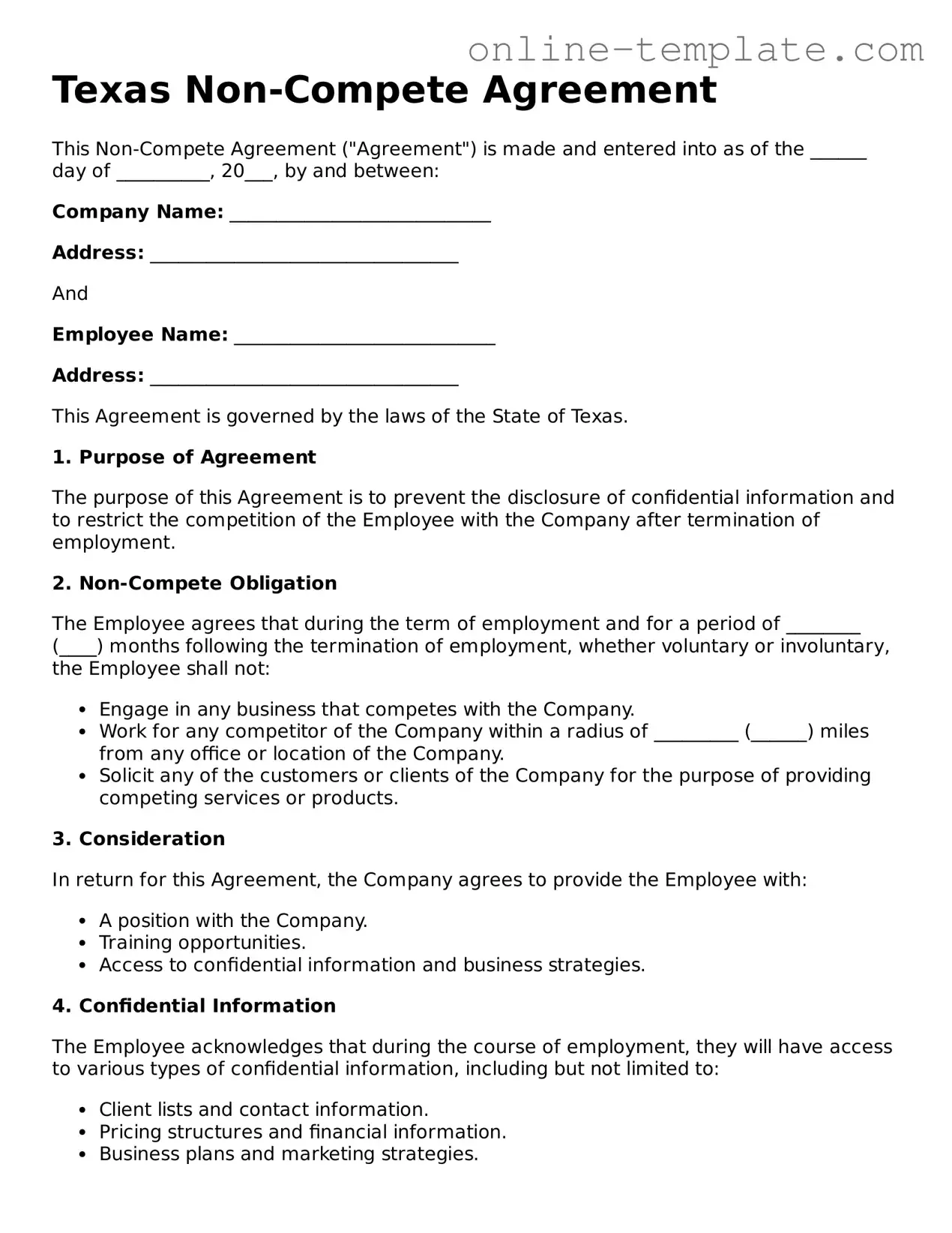 Attorney-Verified  Non-compete Agreement Template for Texas