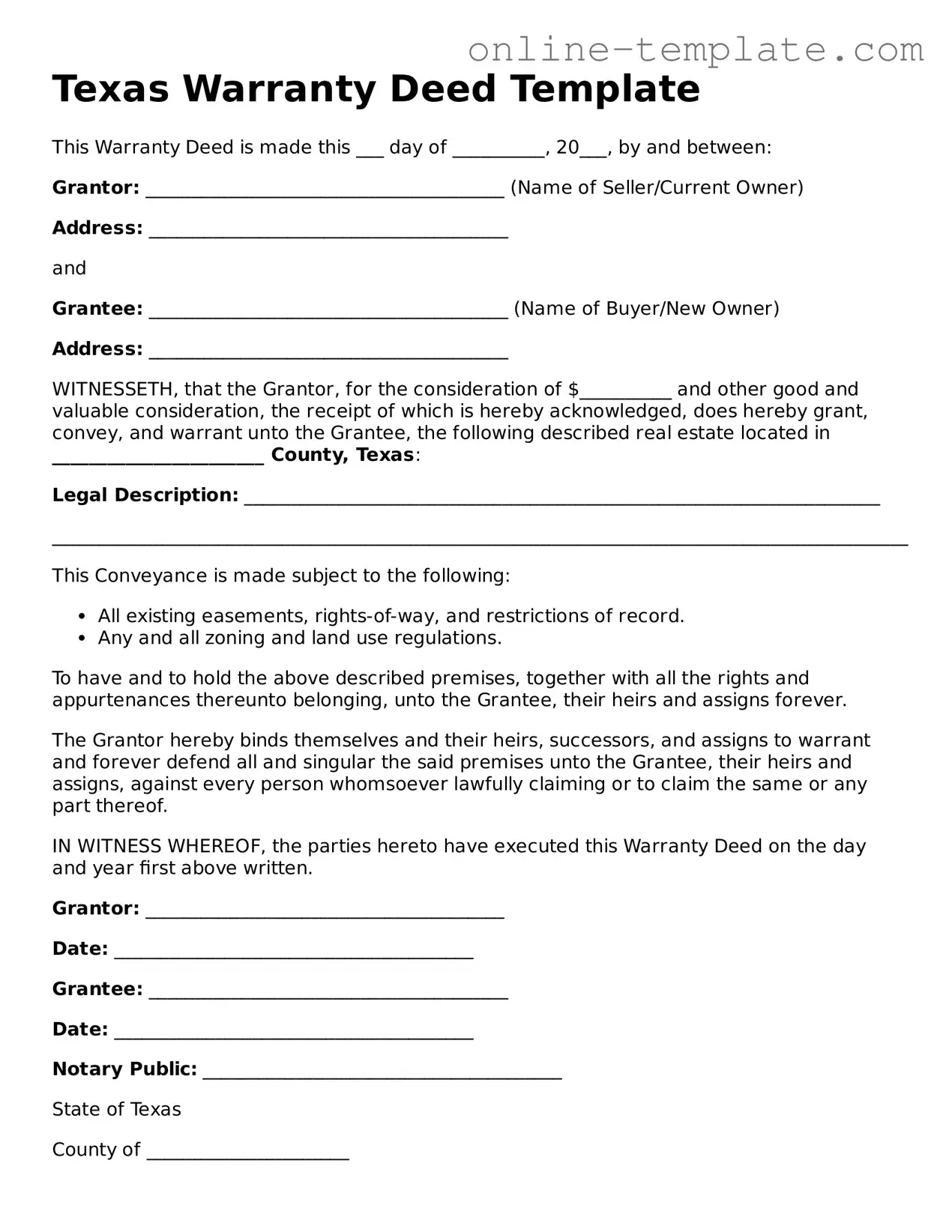 Attorney-Verified  Deed Template for Texas