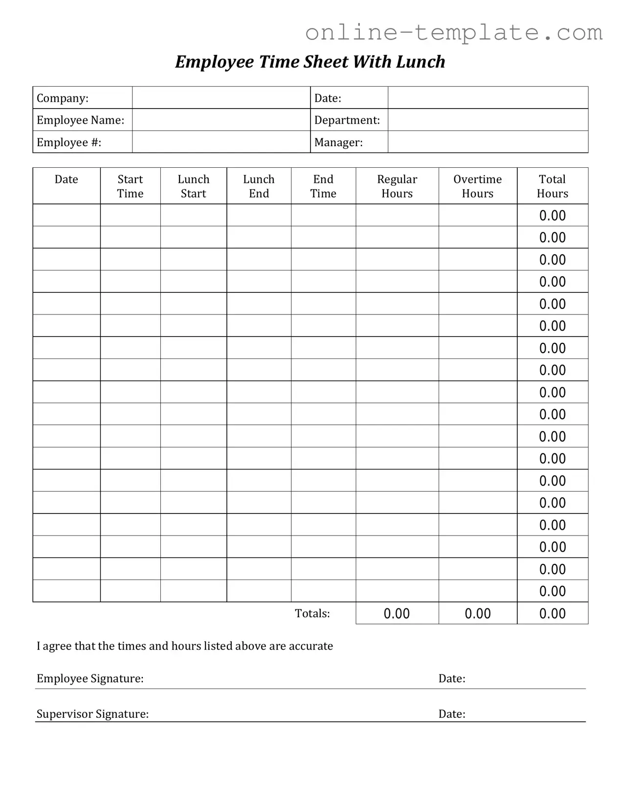Free Time Card PDF Template