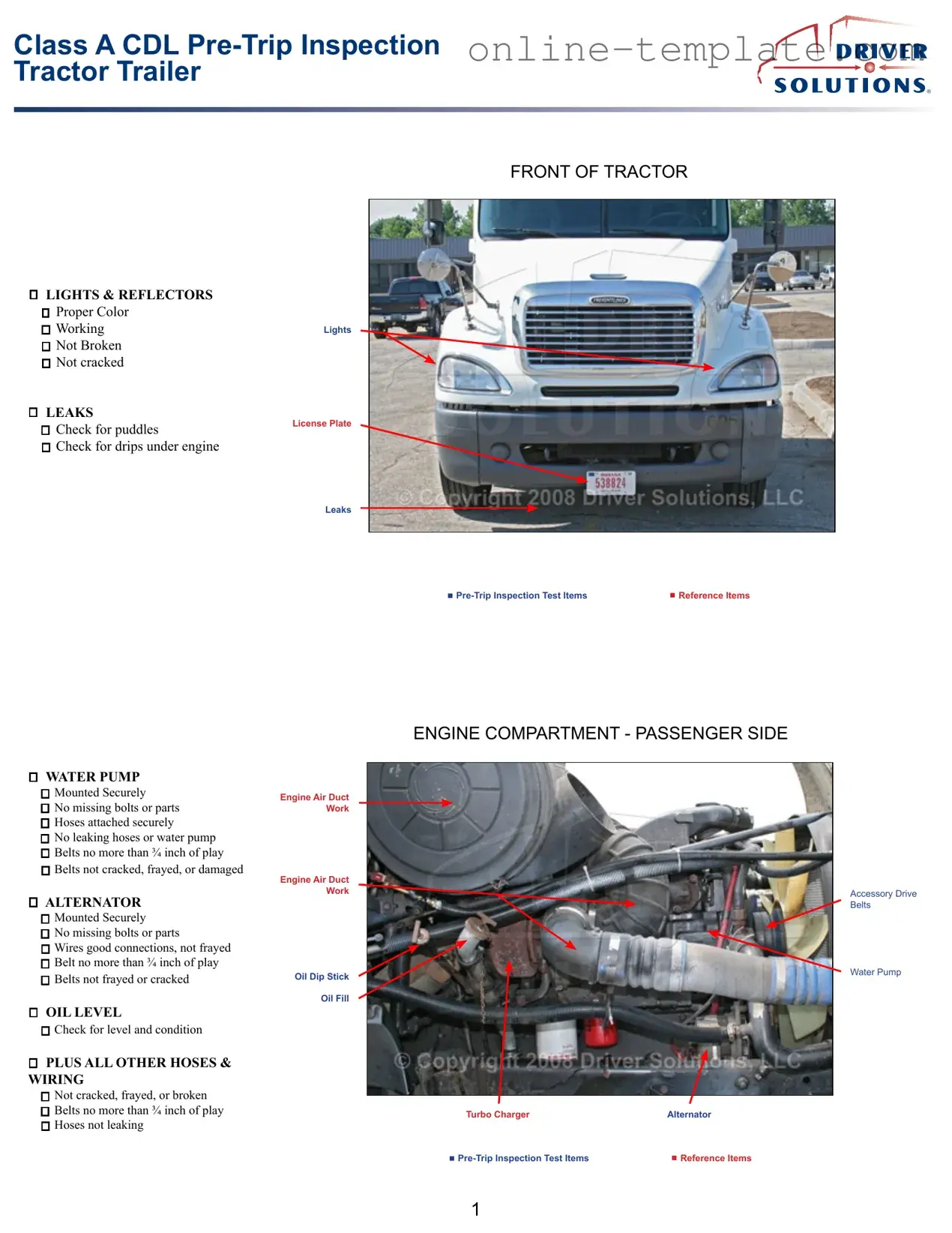 Free Pre Trip Inspection Checklist PDF Template