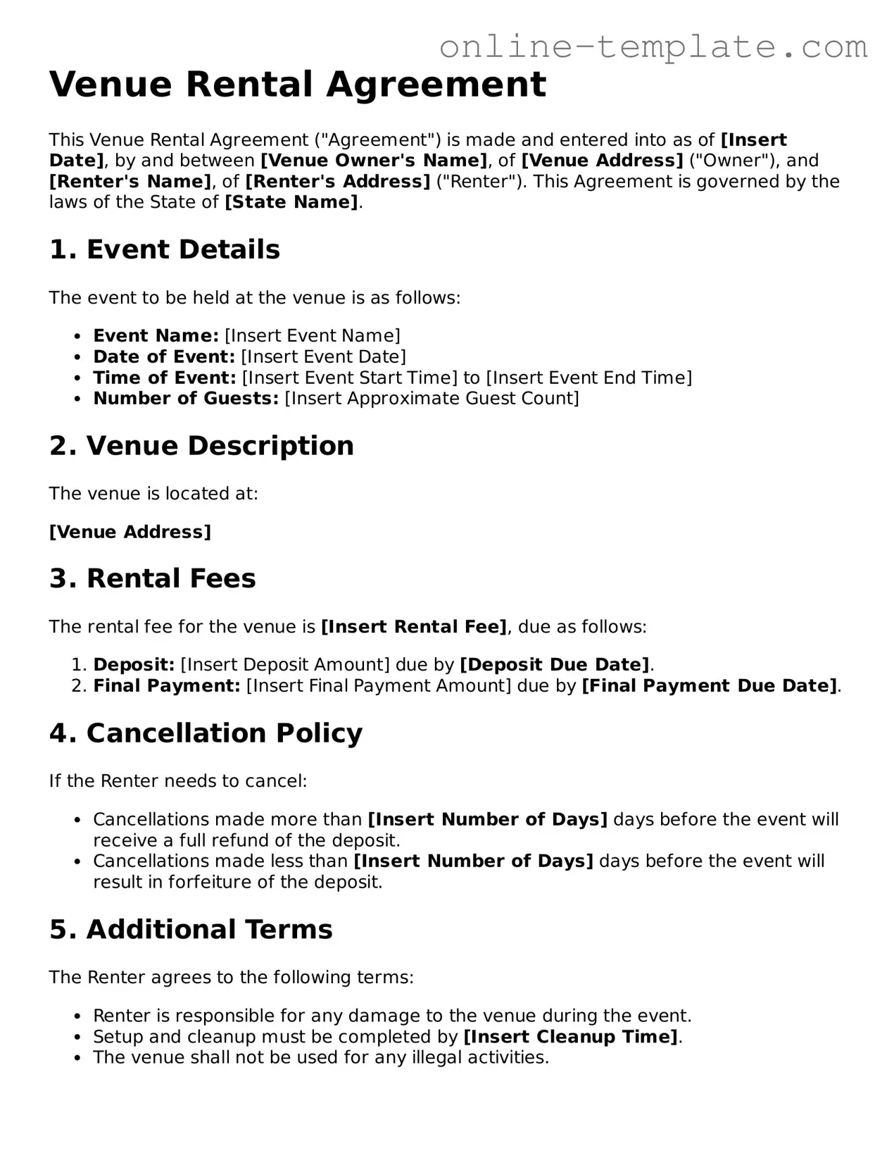 Official Venue Rental Agreement Template