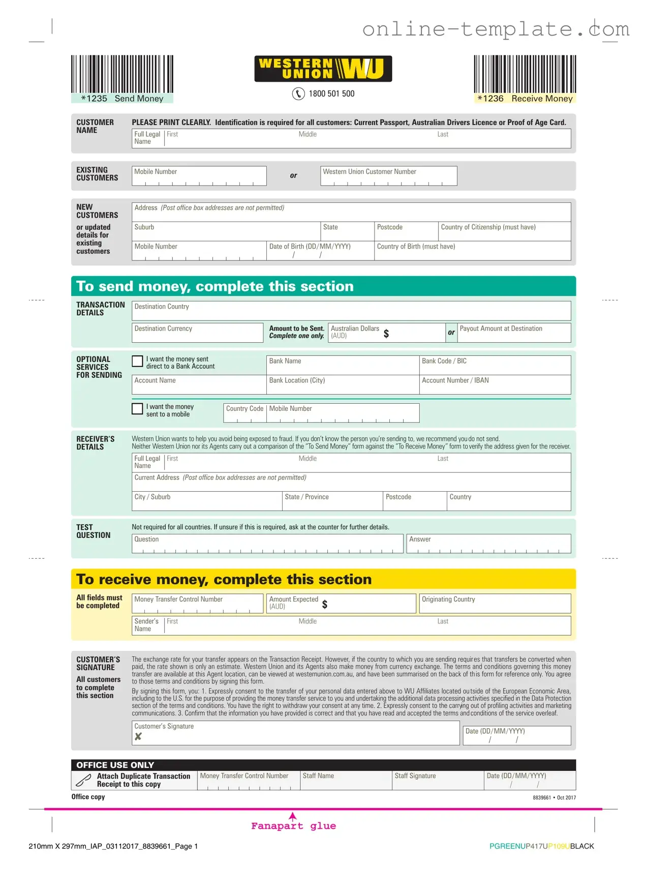 Free Western Union PDF Template