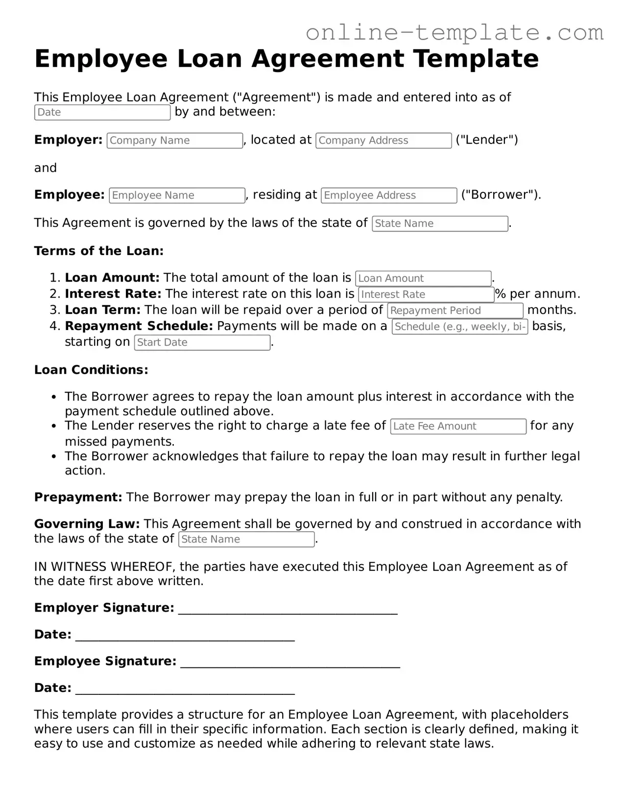 Official Employee Loan Agreement Template